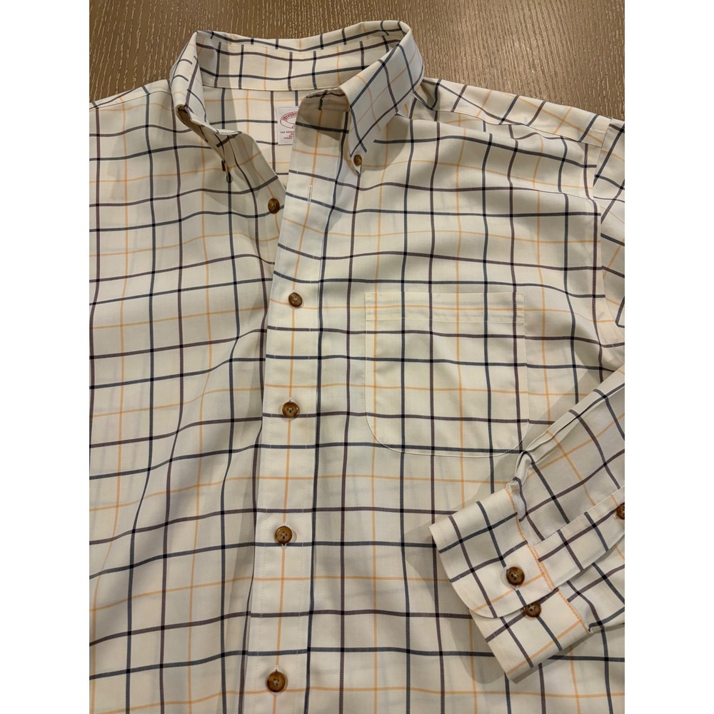 Brooks Brothers 346 Men's Large Plaid Long Sleeve Button Down Cotton Shirt